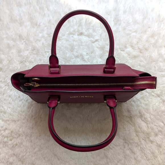 NWT Michael Kors Selma Saffiano Leather Medium Satchel (color: cherry) - Picture 5 of 9
